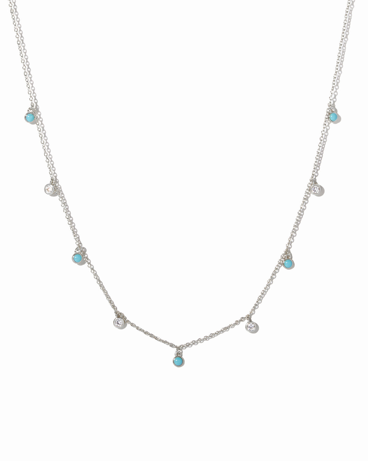 Turquoise & CZ Dangling Charm Necklace