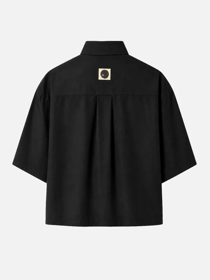 shopi go Setagaya Cropped Short Sleeve Shirt - Black – siyah, arka görünüm