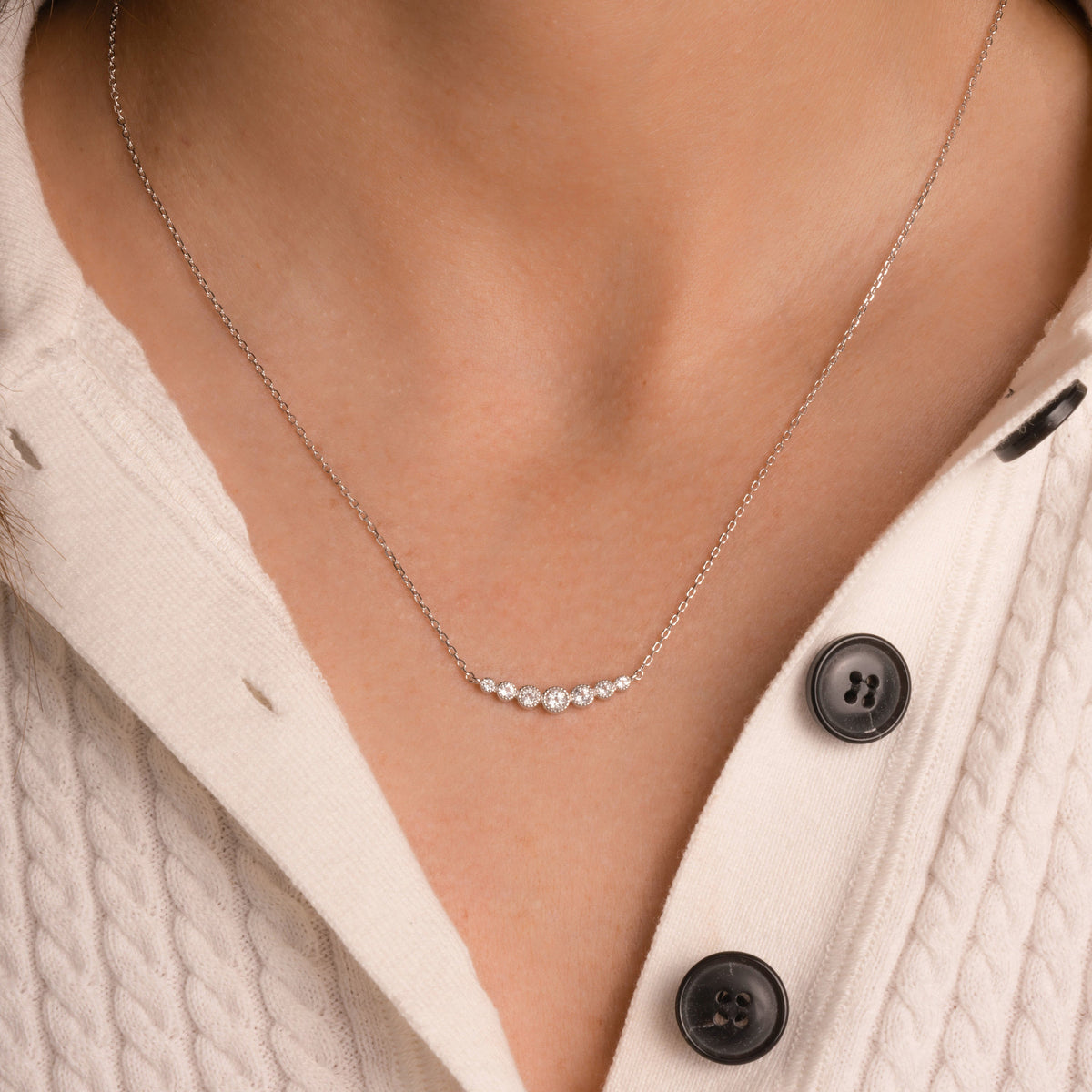 Bezeled Gradient Bar Necklace