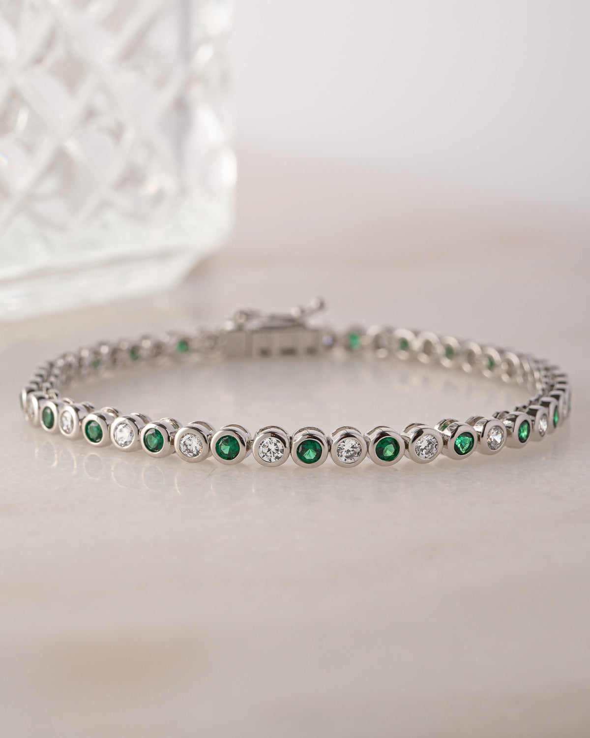 Charlie Emerald & CZ Tennis Bracelet