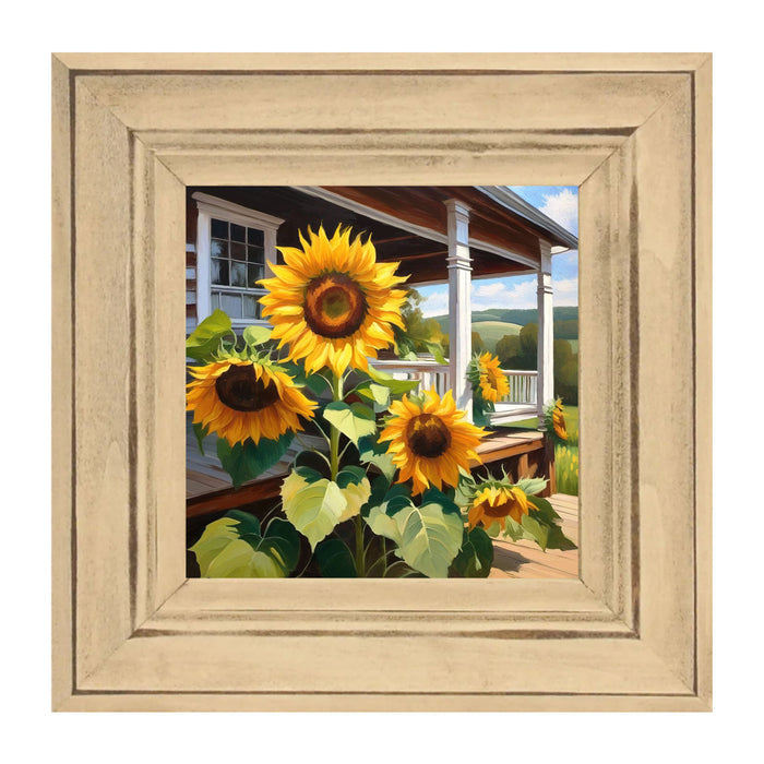 Sunflowers on a porch