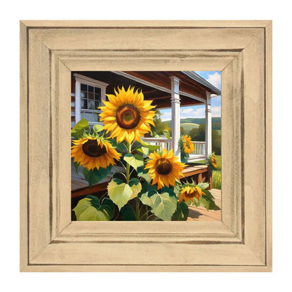 Sunflowers on a porch