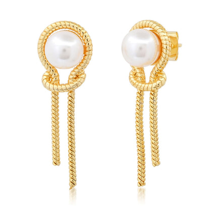 Knotted Chain Pearl Earrings