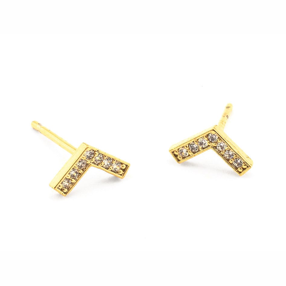 Pave Chevron Post Earrings