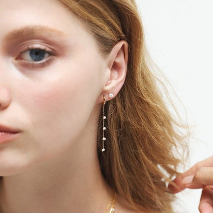 Pearl Waterfall Huggie Earrings