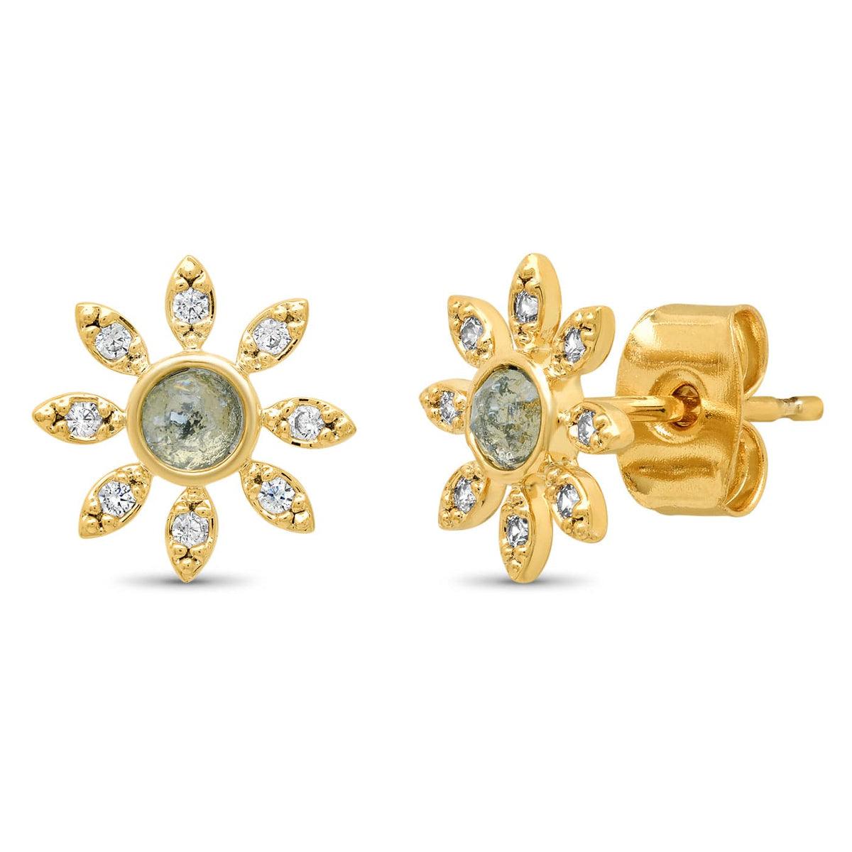 Rock Crystal Flower Stud
