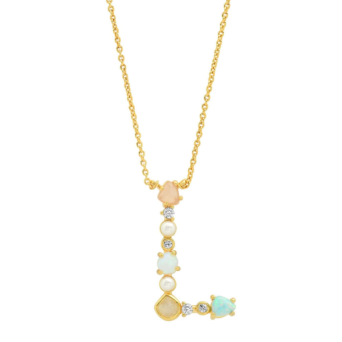 Opal & Pearl Initial Necklace