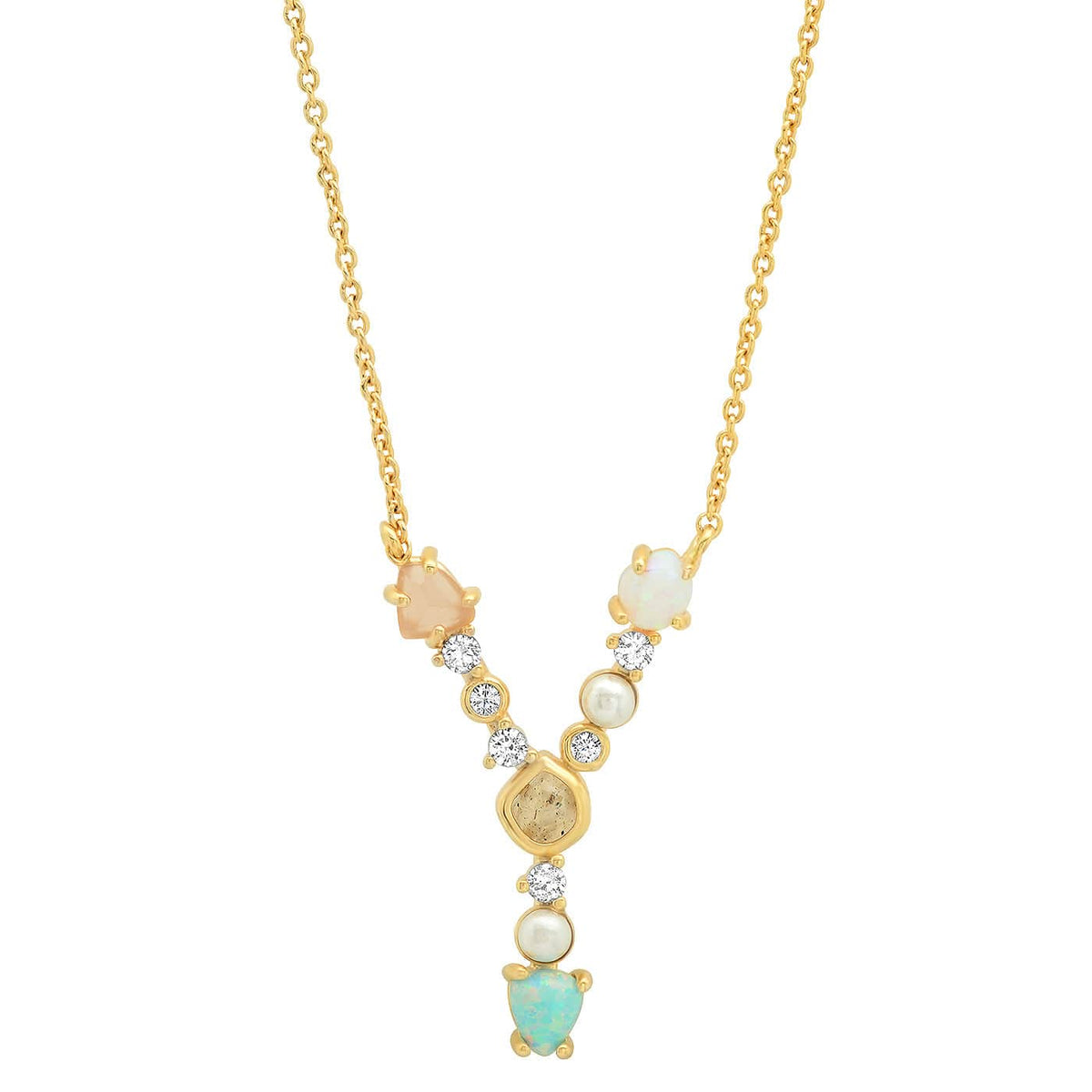 Opal & Pearl Initial Necklace