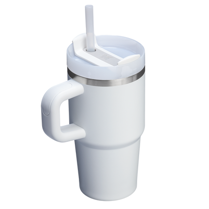 The Quencher H2.O 20 oz FlowState Tumbler with handle and straw in Frost White