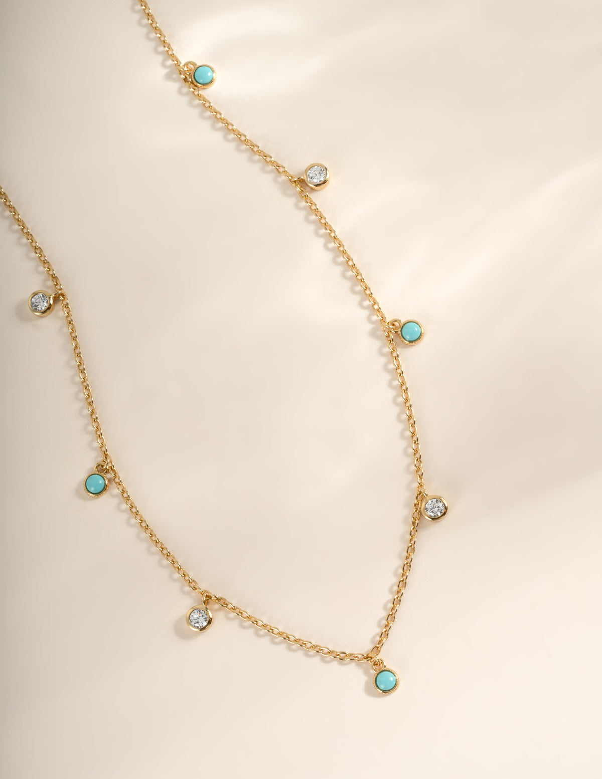 Turquoise & CZ Dangling Charm Necklace