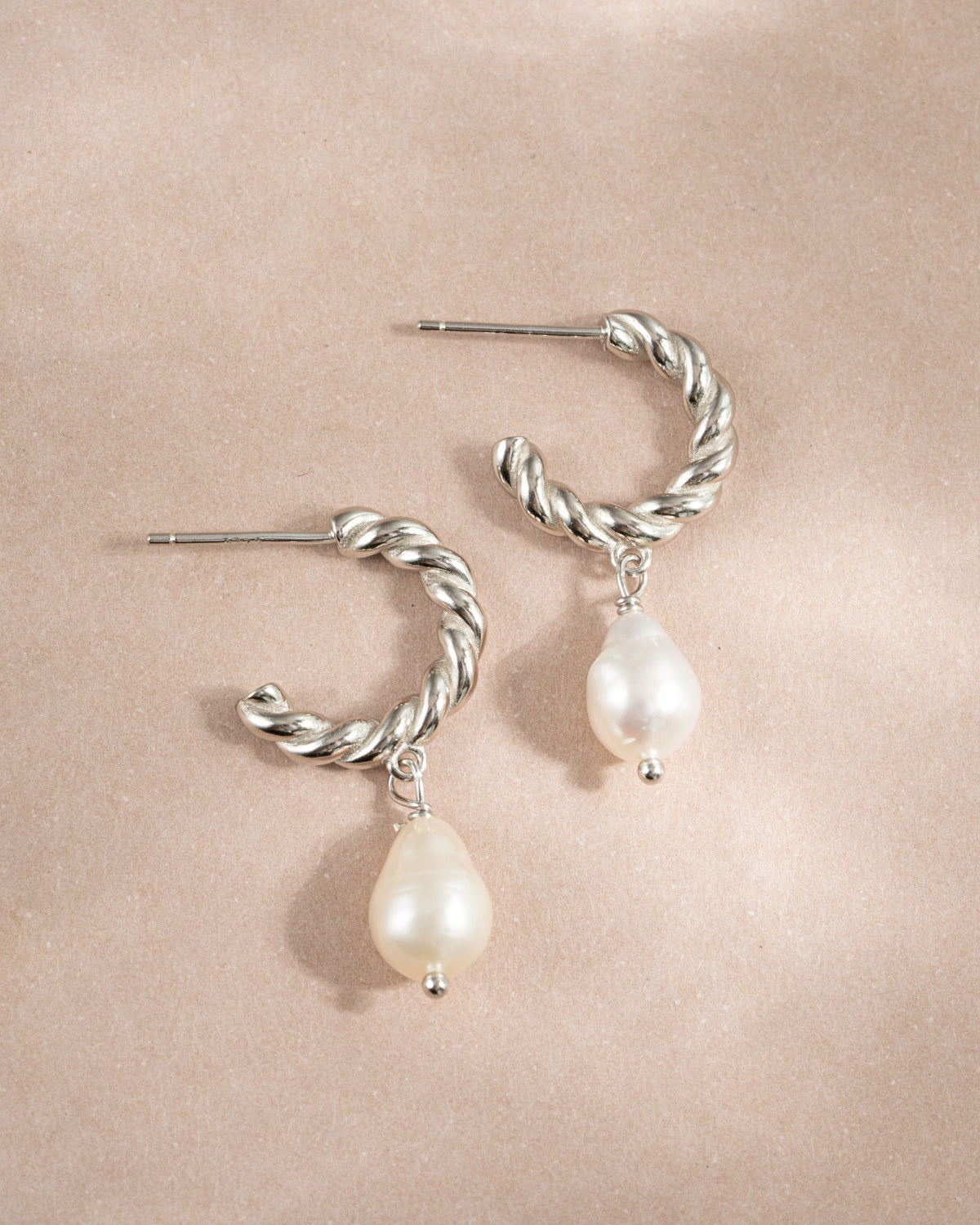 Spiral Pearl Drop Earrings