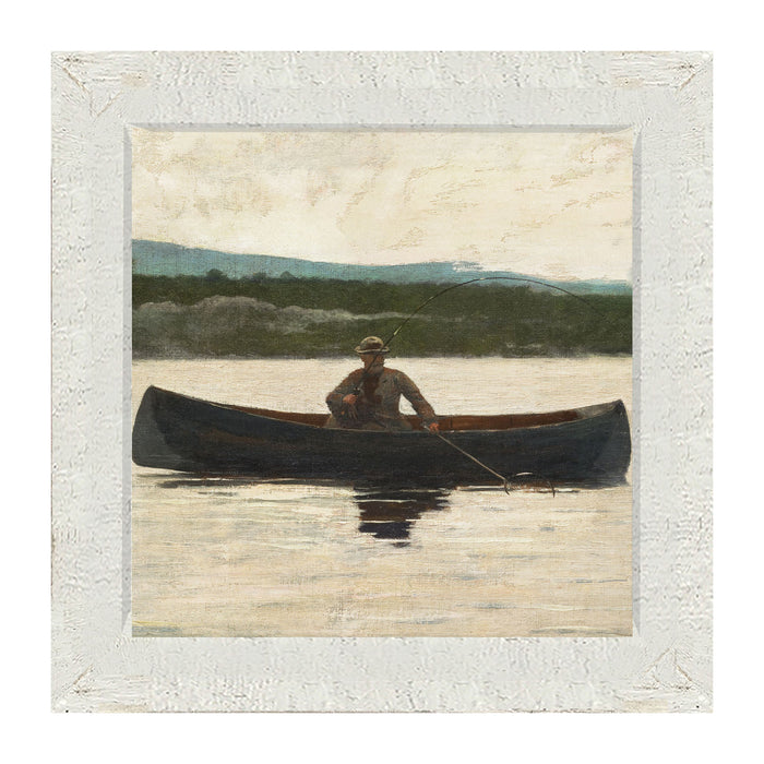 Vintage canoe fishing