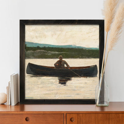 Vintage canoe fishing