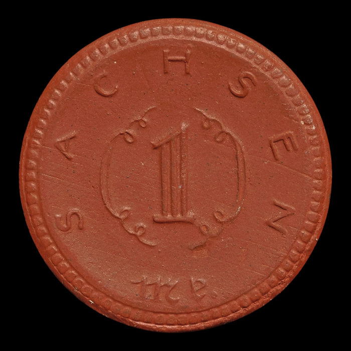 Weimar Germany, Saxony, Porcelain 1 Mark Notgeld (Emergency Money) - 1920 to 1921 CE - Weimar Republic