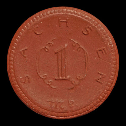 Weimar Germany, Saxony, Porcelain 1 Mark Notgeld (Emergency Money) - 1920 to 1921 CE - Weimar Republic