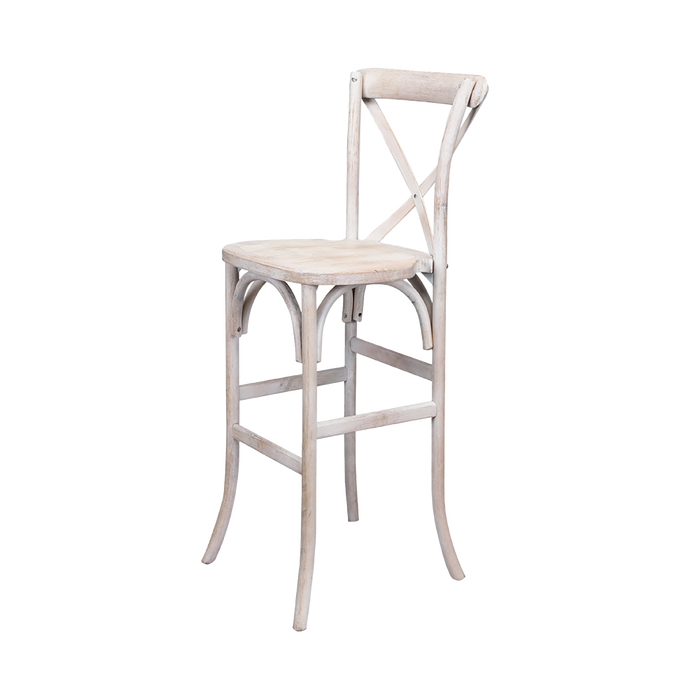 White Wash Crossback Bar Stool
