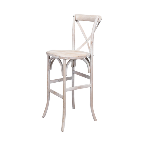White Wash Crossback Bar Stool