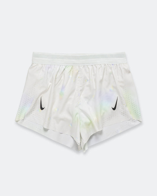 Womens Dri-FIT ADV AeroSwift Mid Rise 3in Short - Off White/White-Black