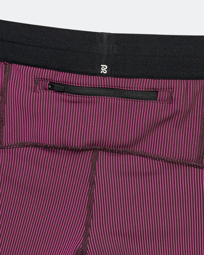 Womens Striped Cadence 5in Compression Shorts - Espresso/Azalea