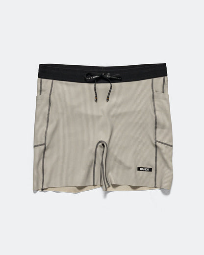 Womens Striped Cadence 5in Compression Shorts - Plaster/Slate