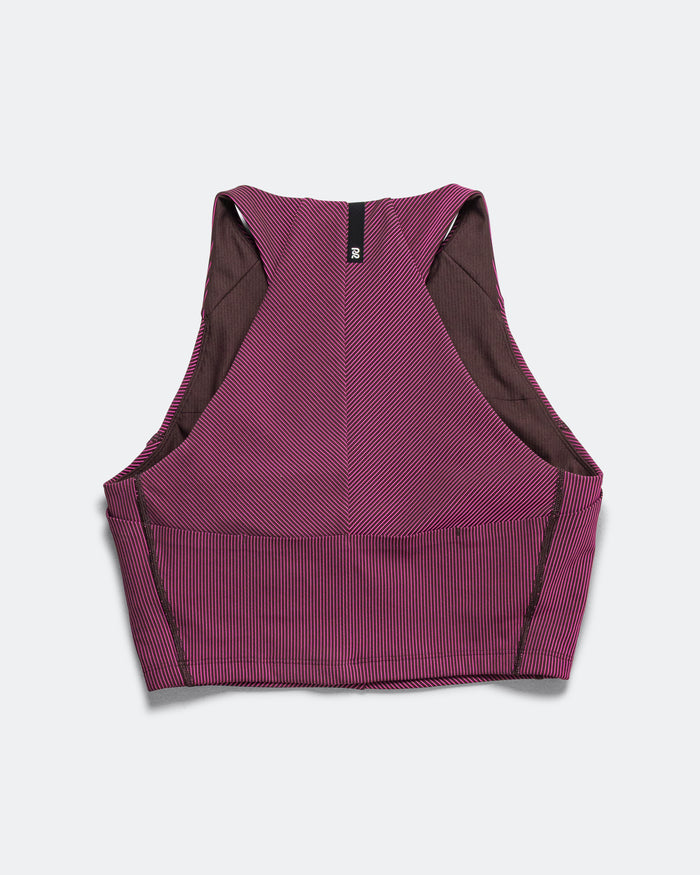 Womens Striped Cadence Zip Front Race Crop - Espresso/Azalea