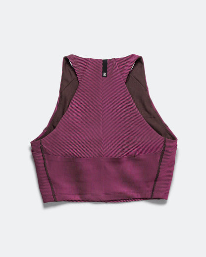 Womens Striped Cadence Zip Front Race Crop - Espresso/Azalea
