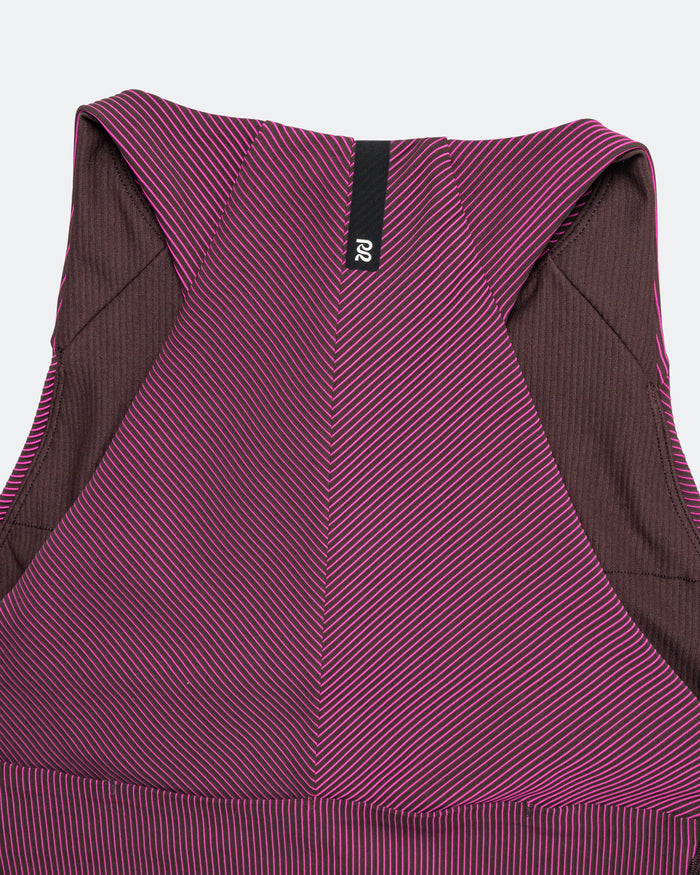 Womens Striped Cadence Zip Front Race Crop - Espresso/Azalea