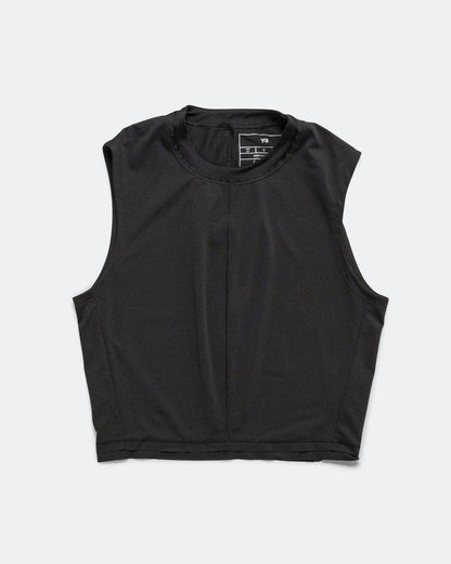 Womens Y-3 Running Cropped Tank Top - Black