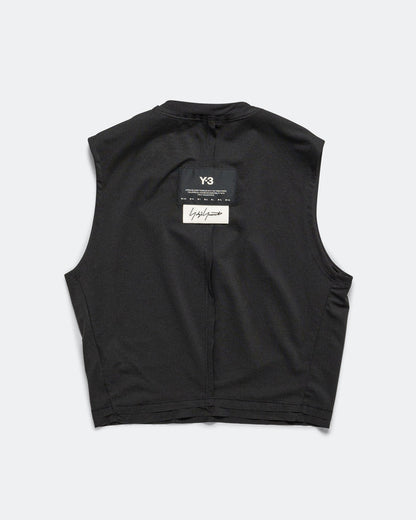 Womens Y-3 Running Cropped Tank Top - Black