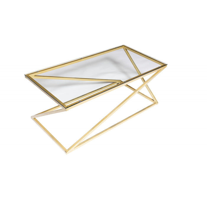 Zenon Matte Gold Glass Top Coffee Table