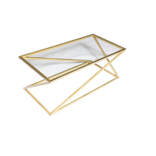 Zenon Matte Gold Glass Top Coffee Table